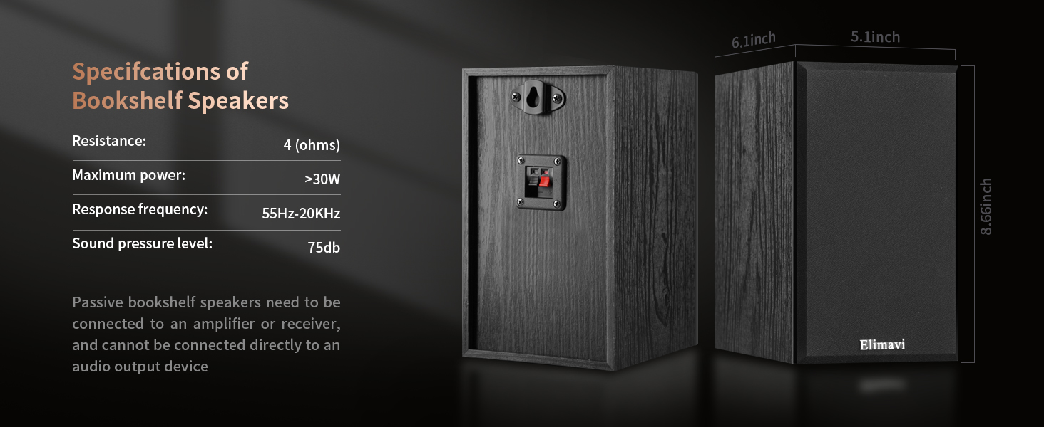 Single speaker size is: 8.66*5.1*6.1 inches