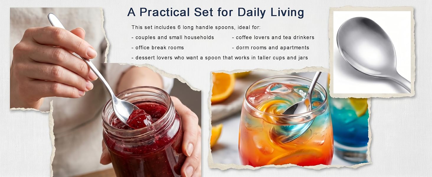 Tall tumbler spoons Iced latte spoons Stainless steel stirring sticks Mixing spoons for drinks