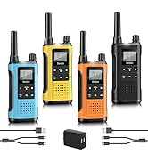 Derebir Walkie Talkies Long Range for Adults-4 Pack Rechargeable Walkie Talkies 22 FRS Channels 2...
