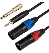 Dual Male XLR to 1/8 Y-Splitter cable, With Extra Gold Plated 1/4 to 3.5mm Adapter, Unbalanced 3....