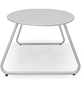 Meluvici Patio Outdoor Coffee Table, Metal Steel Round Outdoor Side Table, Weather Resistant Pati...