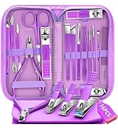 Manicure Set 16Pcs Professional Stainless Steel Pedicure Kit Mens Grooming Kit Fingernail &amp; Toena...