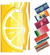Vessia Oversized Beach Towel for Adults and Teenagers, Lemon Microfiber Sandproof Beach Towel, Li...