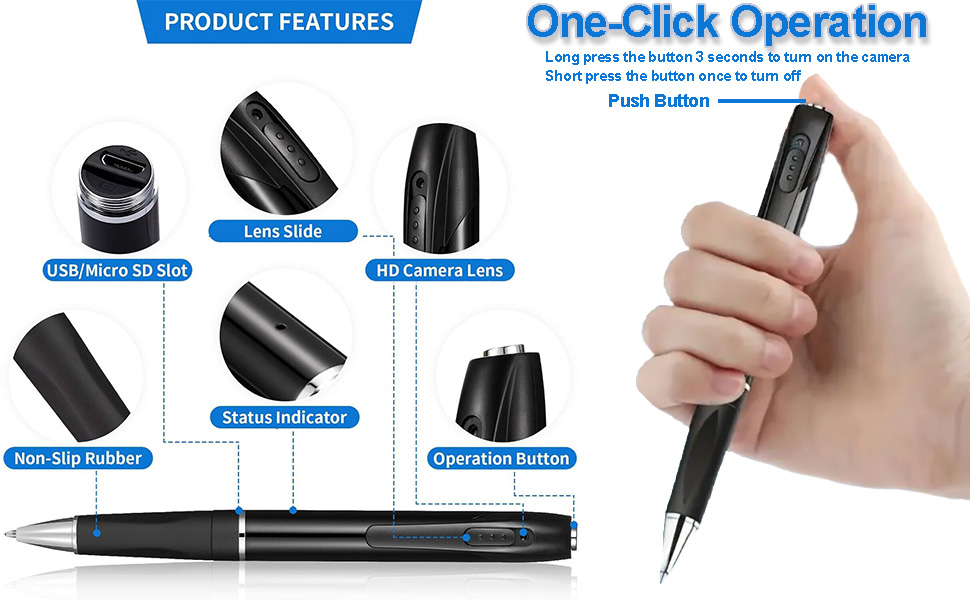 one-click operation pen camera