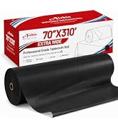Plastic Table Cloth, 70 in x 310 ft Extra Wide Black Disposable Tablecloth Plastic Table Cover Ro...