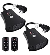 Lights Timer Outdoor, Waterproof Plug in Timer Switch with Remote (100Ft Range), 3 Grounded Elect...