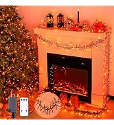 JMEXSUSS 400 LED Orange Cluster Lights Plug in, 20ft Halloween Lights | 8 Modes, Remote Control, ...
