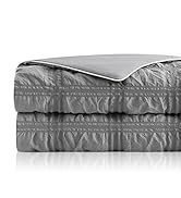 Cozy Bliss Cooling Comforter Queen Size Seersucker Plaid, Q-Max 0.4 Reversible Lightweight Coolin...