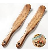 2 Pcs Teak Wooden Spatula for Sourdough - Multi-Purpose Mixing Spoon, Stirring Stick, and Jar Scr...