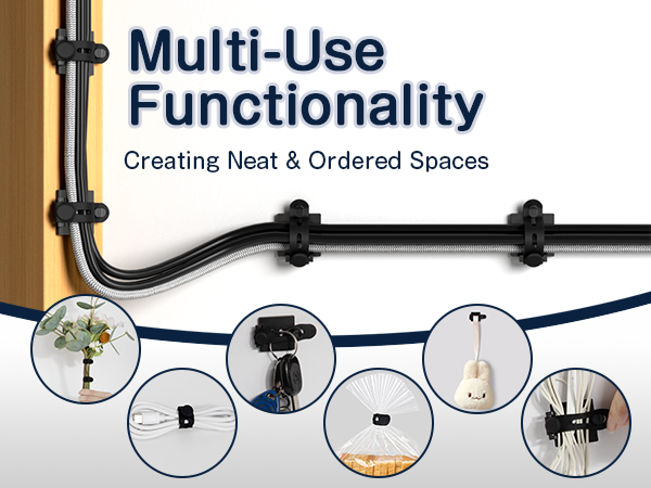 under desk cable management clips black with screw hole and 3m tape