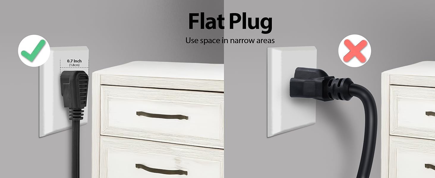 flat plug extension cord