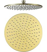 RANDOM Brushed Gold Shower Head 10 Inch Round Rain Shower Head 10" Round Rainfall &amp; High Pressure...