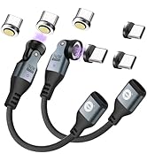 EndlesShine USB C Magnetic Adapter PD 240W 6" 2 Pack &amp; 6 Tips, Can Be Type-C Cord Into Right Angl...