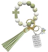 SHINYHARBOR Silicone Jesus Cross Keychain Wristlet Bracelet for House Work Car Keys, Christian Gi...