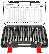 TOMMARS 16-Pc 3/8 Inch Drive Ball End Long Hex Bit Socket Set, Extra Long Allen Socket Set, CR-V ...