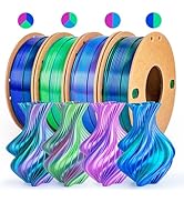 dikale Silk PLA+ Pro 1.75mm 3D Printer Filament - 4 Spool Multi-Color Bundle (250gx4) with Rose R...