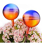 NiHome Self Watering Globes 2 Pack Blue Red Gradient Hand-Blown Glass Aqua Globes Automatic Plant...