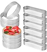 Uncle Jack 12 Pcs Stainless Steel Tart Rings, 3.15 inch + 5 inch Perforated Tart Rings for Baking...