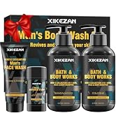 Gifts for Men,Mens Body Wash Gift Set Cleansing &amp; Hydrating Skin w/Face Wash,Deodorant,Sandalwood...