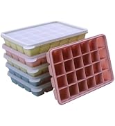 Ice Cube Trays with Lid, 6 Packs 144 Cubes Durable Stackable Flexible Silicone Ice Cube Trays for...