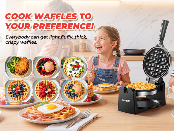 COOK WAFFLES TO YOUR PREFERENCE!