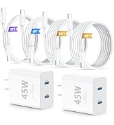 QZIIW iPhone 16 15 Pro Max Charger Fast Charging,45W Dual Port USB C Fast Charger Block [2-Pack] ...