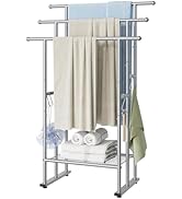 ELYKEN 3 Tier Standing Towel Rack, 40'' Tall Towel Drying Rack Outdoor, Freestanding Floor Towel ...