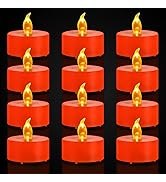 Battery Operated Tea Lights Candles: 24 Pack Realistic and Bright Flickering Holiday Gift Flamele...