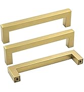 goldenwarm 5 Inch Gold Drawer Pulls Brushed Brass Handles - LSJ12GD128 Kitchen Cabinet Handles Sq...