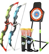 Bow and Arrow Set for Kids, 2-Pack LED Light Up Archery Set with 20 Suction Cup Arrows, Outdoor T...