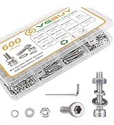 VGBUY 600pcs M3 Screw Assortment Kit, 304 Stainless Steel Hex Socket Head Cap Screws Bolts Nuts W...