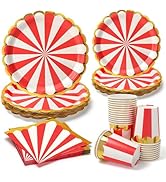 PCLMLES 96pcs Party Disposable Tableware Set Circus Carnival Paper Plates for 24 Guest Party Tabl...