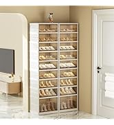 SYNCVIBE Collapsible Shoe Rack Organizer 9 Tiers-36 Pairs Foldable Shoe Cabinet with Doors, Large...
