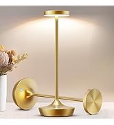 2 Pack LED Cordless Table Lamp Rechargeable,Outdoor Battery Operated Desk Lamp Touch 3 Color Dimm...