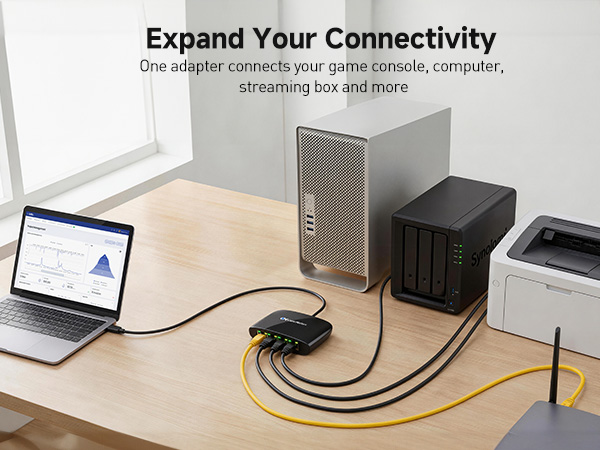 USB to 4-Port Gigabit Ethernet Switch