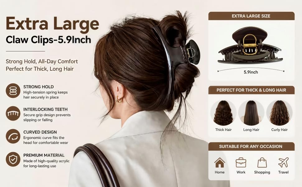 extra large hair claw clips for thick long chair