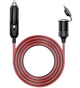 KEWIG 12/24V Car Cigarette Lighter Extension Cord - 20FT Cigarette Lighter Plug Cable- 16AWG Heav...