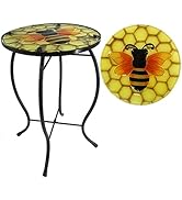YNGFIL Outdoor Side Table Wasp Round Small Patio Accent Table Indoor End Table for Yard, Garden, ...