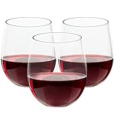 FOCUSLINE 32 Pack Plastic Wine Glasses Stemless, 12 Oz Crystal Clear Disposable Wine Cups, Reusab...