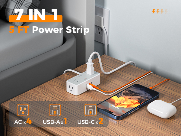 Flat Plug Power Strip
