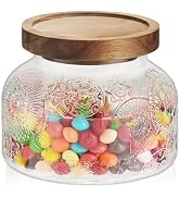 Wagrvuy 40 Oz Glass Candy Jar with Wooden Lid - Vintage Airtight Food Storage Container for Kitch...