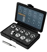 POWERTEC 10Pcs Solid Router Template Bushing Guides Sets with Solid Carbide Downcut 1/8
