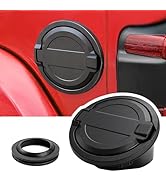 Gas Cap Cover Fuel Tank Door for 2018-2023 2024 Jeep Wrangler JL JLU 2/4 Door, Banhao ABS + Alumi...