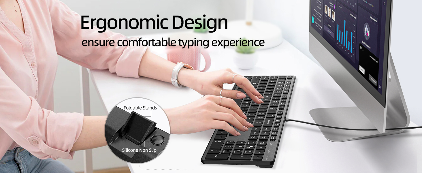 Typewriter Keyboard low profile full size quiet ultra slim silent wired usb flat chocolate keys