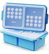 EuChoiz 2 Cup Silicone Freezer Tray Ice Cubes with Lids and Date Mark for Storing Lasagna Leftove...