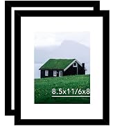 JCJMY 8.5 by 11 Picture Frame Set of 2 with 6x8 Mat for Certificate Document Photo, Display 6x8 w...