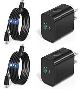 2-Pack USB-C Charger,20W Dual Port PD3.0 &amp; QC3.0 Fast Charger Block + 6FT USB C Cable Cord,Type C...