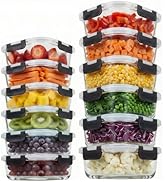 Konokyo Square Glass Food Storage Containers with Lids, 12 Pack Airtight Leakproof Meal Prep Cont...
