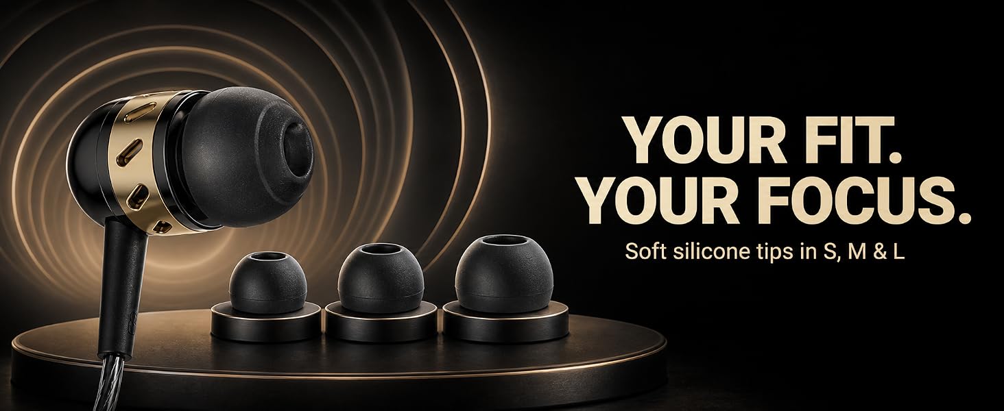 Betron AX5 earbud with three soft silicone tip sizes for a secure, comfortable fit