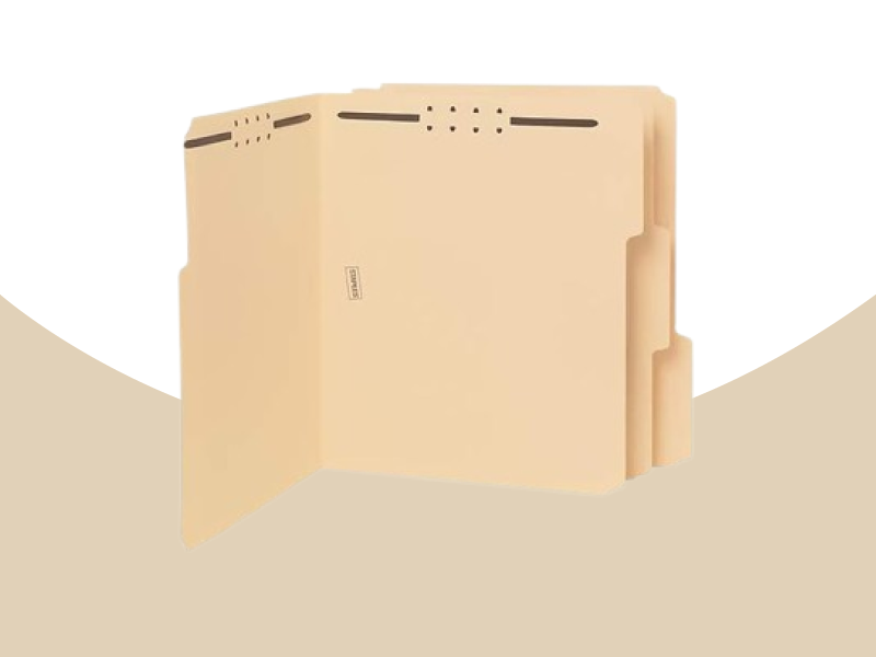 Staples Reinforced Fastener Folders, Letter, Manila, 50/Box